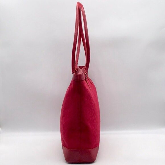 Talbots Red Monogram Canvas Tote Bag - Picture 3 of 10